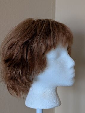 Bobbi Boss Human Hair Wig Short Layered Shag Bob Auburn Brown